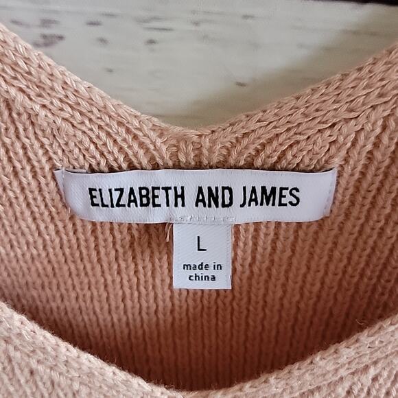 Elizabeth and James Peach Pink V Neck Ribbed Knit Minimal Tank Top Size Large - Picture 3 of 9